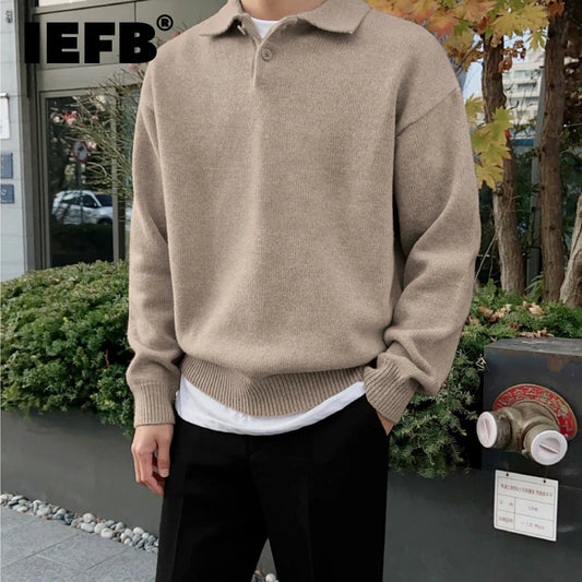 Men Korean Fashion Lapel Pullover