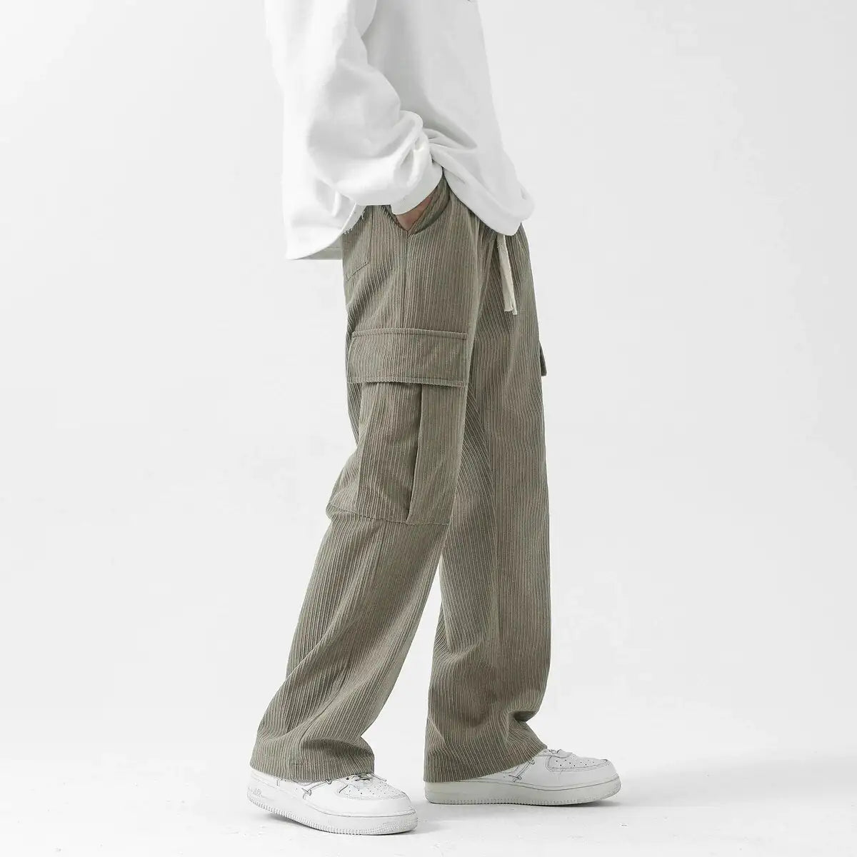 Corduroy Men Cargo Pants