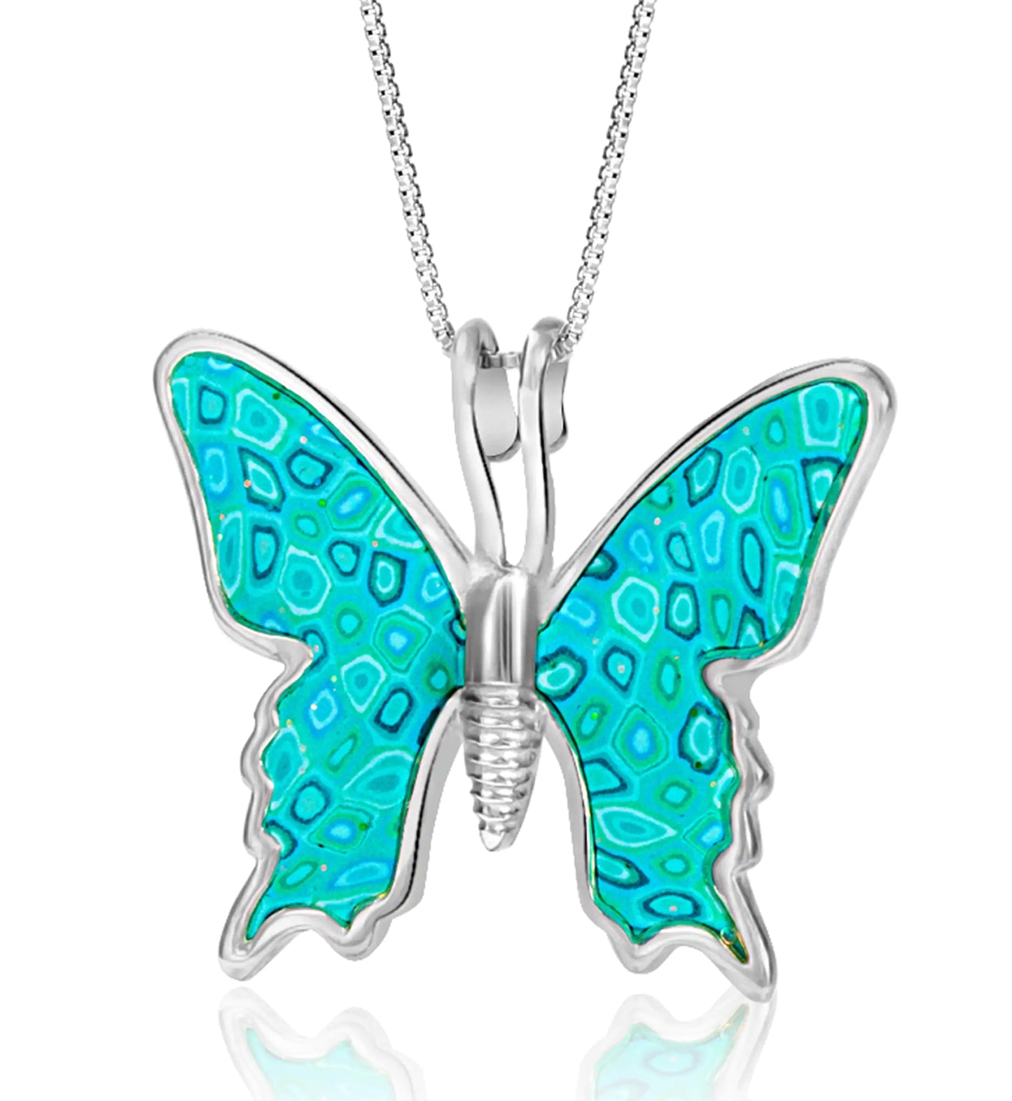 Elegant Woman Silver Butterfly Necklace