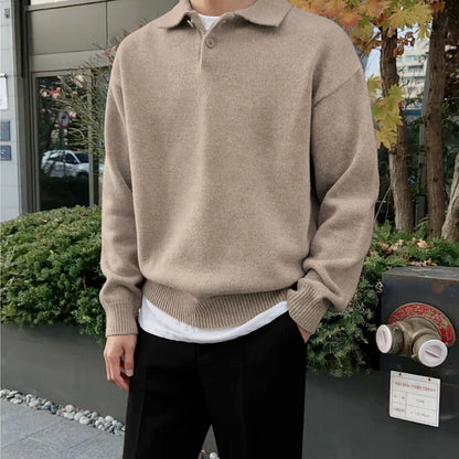 Men Korean Fashion Lapel Pullover