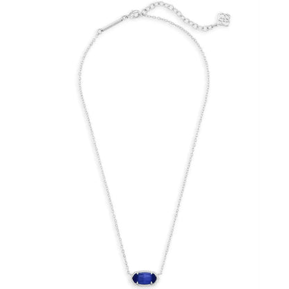 Kendra Scott Elisa Pendant Necklace for Women, Fashion Jewelry, 14k Gold-Plated RHODIUM - COBALT CATS EYE