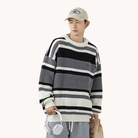 Men Stripe Knitwear Sweater