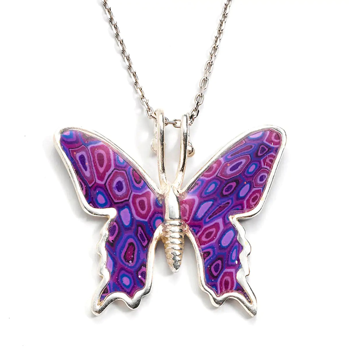 Elegant Woman Silver Butterfly Necklace