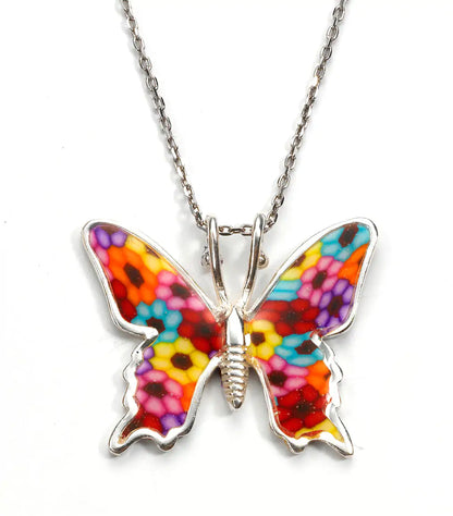 Elegant Woman Silver Butterfly Necklace